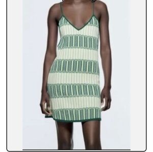 Green Striped Sleeveless Dress